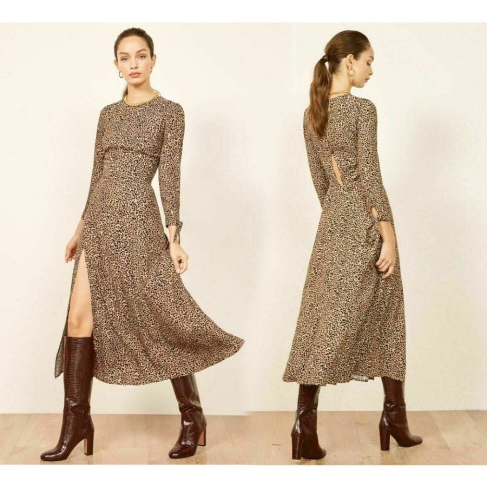 REFORMATION Zelda Slit Midi Dress Cottagecore Blogger Chic Size 4